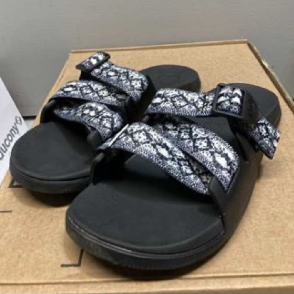 Chaco Black and White Patterned Sandals